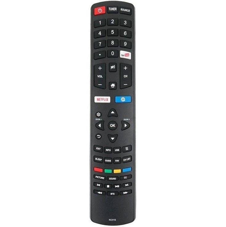 Comparación entre mando tradicional con muchos botones y Apple TV remote con pocos botones